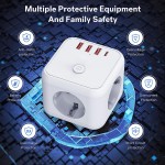Univerzális hálózati elosztó - 3 db konnektor, 3 db USB, 1 db Type-C csatlakozó, Európai szabvány
